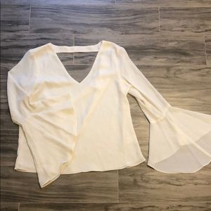 Lulus Off White Bell Sleeve Drape Back Top